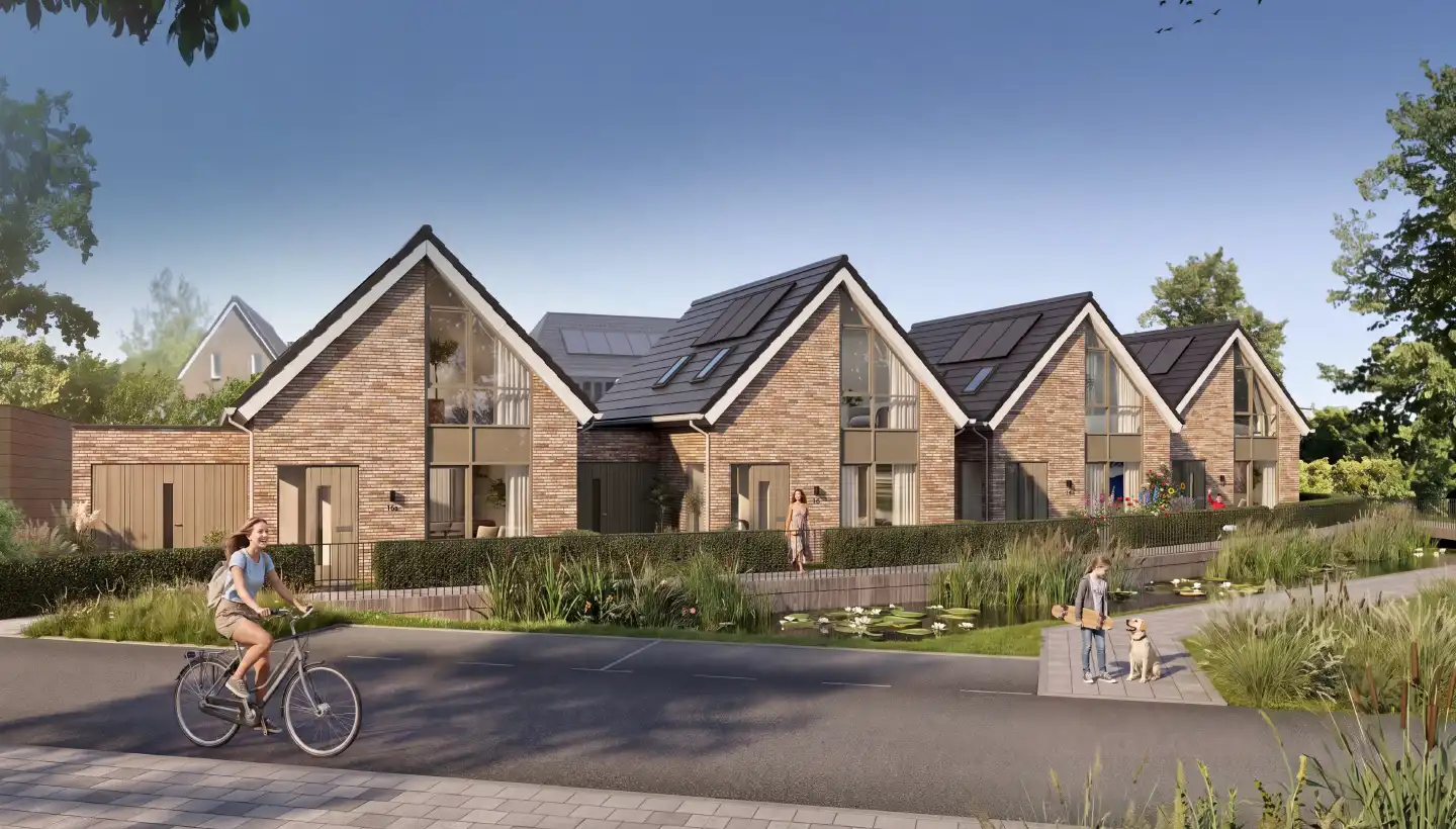 Impressie van de vier semi-vrijstaande woningen aan de Nieuweweg in Boskluis