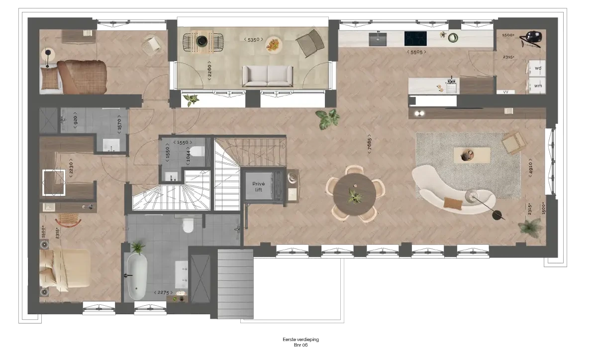 Plattegrond eerste verdieping bouwnummer 6